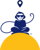 Monkey Sitting On Sunset With Thought Bubble